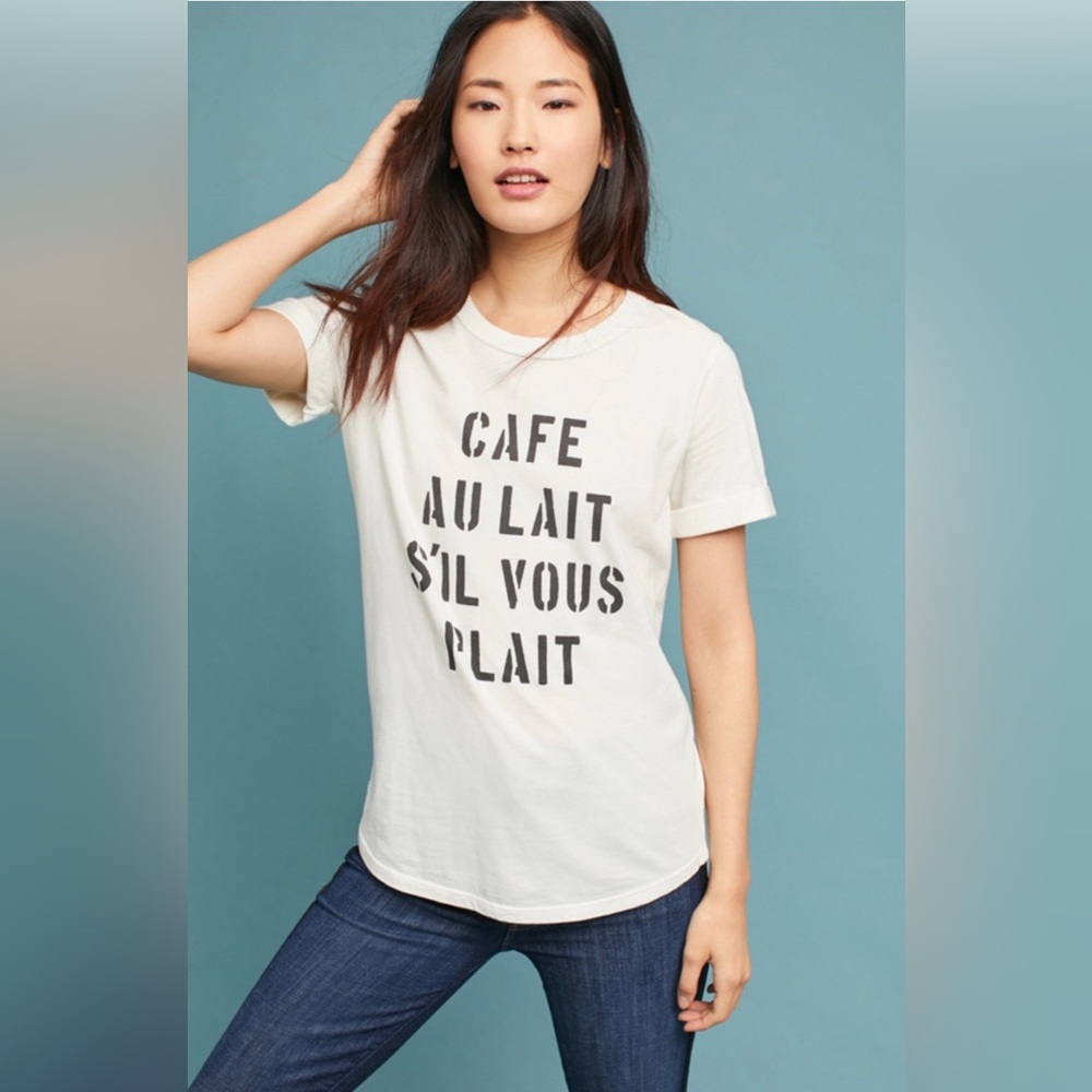 Anthropologie Sol Angeles Cuffed Graphic Tee: Size S